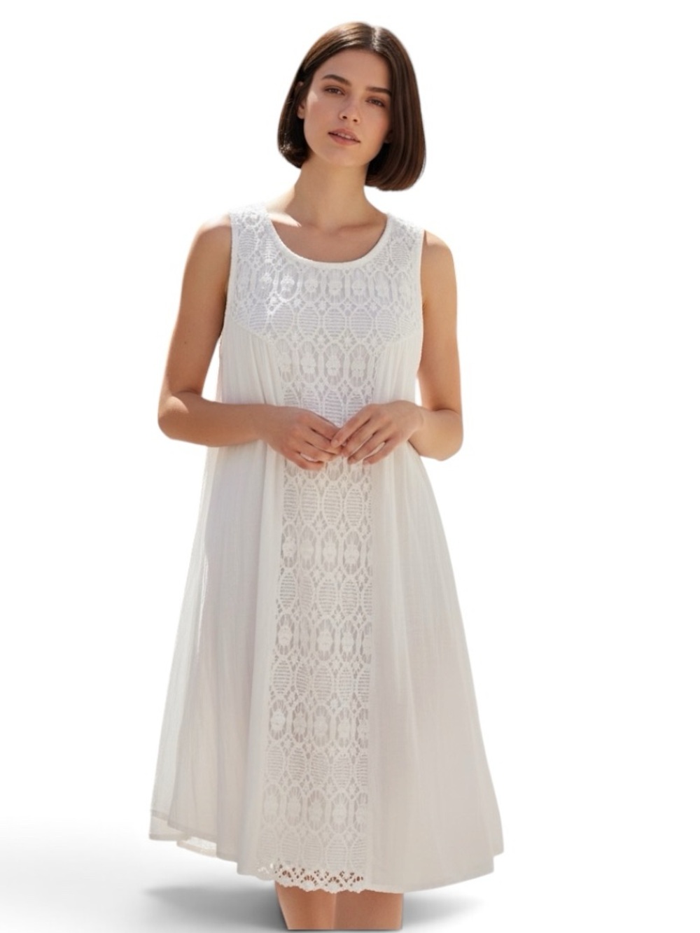 A.U.W. White Lace Shift Dress Size Small Lined
